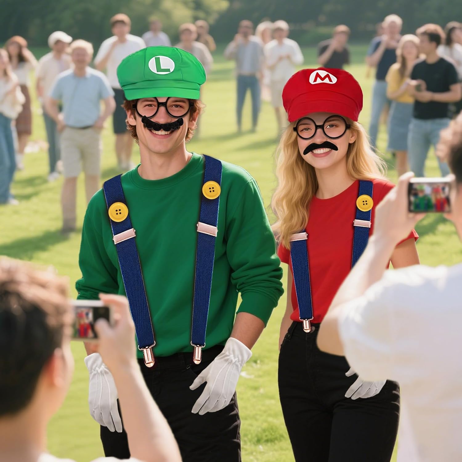 Set Super Bros Mario Luigi 28 pièces avec chapeaux, gants et bretelles – Image 7