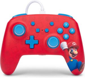 Manette filaire Mario PowerA avec prise audio 3,5 mm pour Nintendo Switch, Switch OLED et Switch Lite