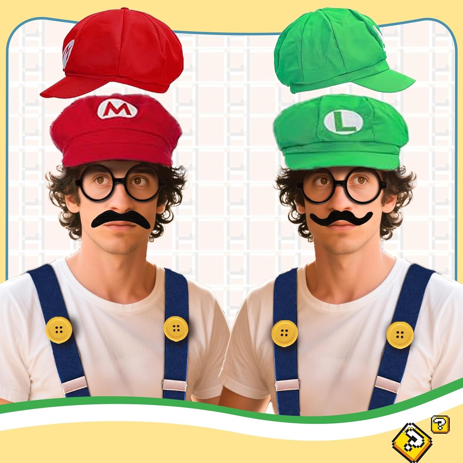 Set Super Bros Mario Luigi 28 pièces avec chapeaux, gants et bretelles – Image 6