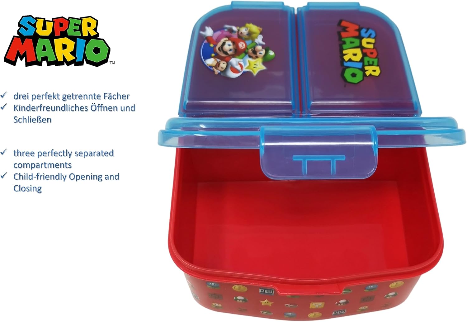Boîte à goûter Super Mario pour enfant avec 3 compartiments – Image 5