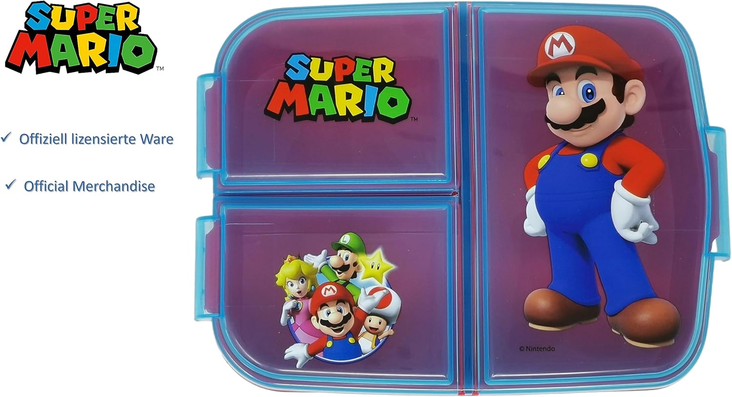 Boîte à goûter Super Mario pour enfant avec 3 compartiments – Image 2