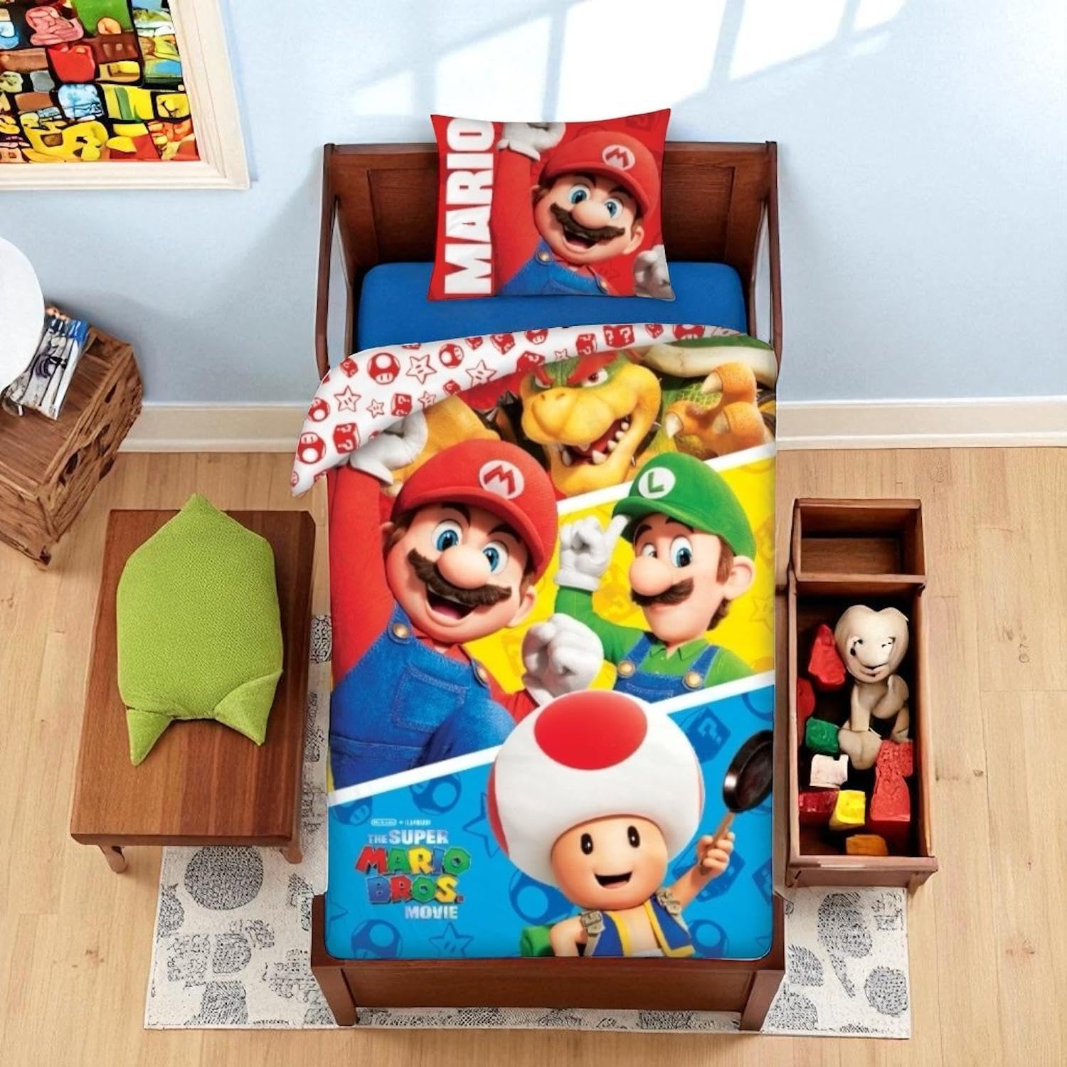 Parure réversible Super Mario avec housse de couette 140x200 cm et taie 65x65 cm – Image 3