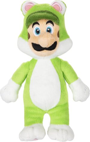 Peluche Luigi Chat Super Mario en velbo, 19 cm