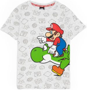 T-shirt gris enfant Super Mario Nintendo avec Yoshi