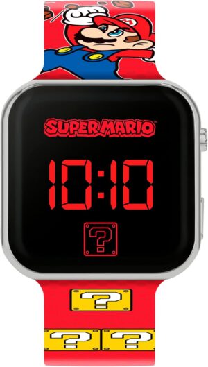 Montre numérique à quartz Mario 4107 avec bracelet en plastique pour garçon, imprimé rouge