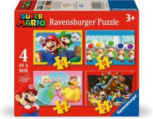 Pack 4 puzzles Super Mario 72 pièces 19 x 14 cm dès 3 ans