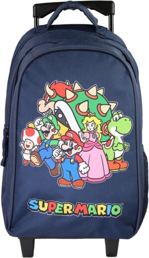 Sac à dos collège garçon Super Mario bleu avec grand compartiment