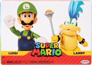 Figurines d'action Super Mario Luigi vs. Larry Koopa, lot de 2