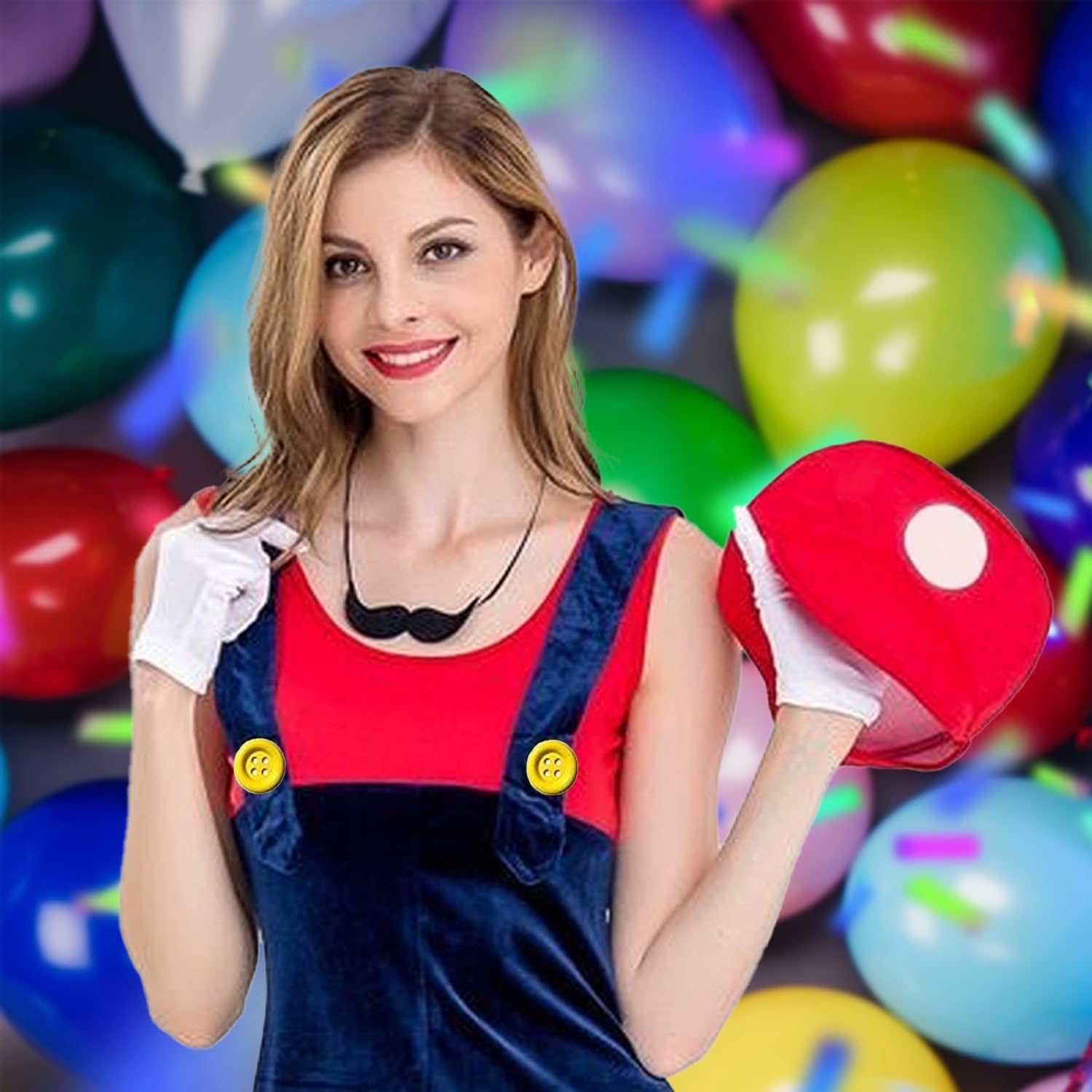 Kit déguisement Mario avec 2 casquettes et 14 moustaches – Image 5