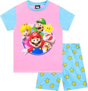 Pyjama court fille Super Mario avec Mario et ses amis
