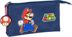 Trousse triple Super Mario Trick 22 x 3 x 12 cm bleu foncé/rouge