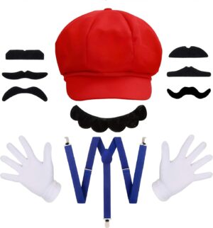 Casquette rouge Mario avec accessoires de cosplay Luigi Bros