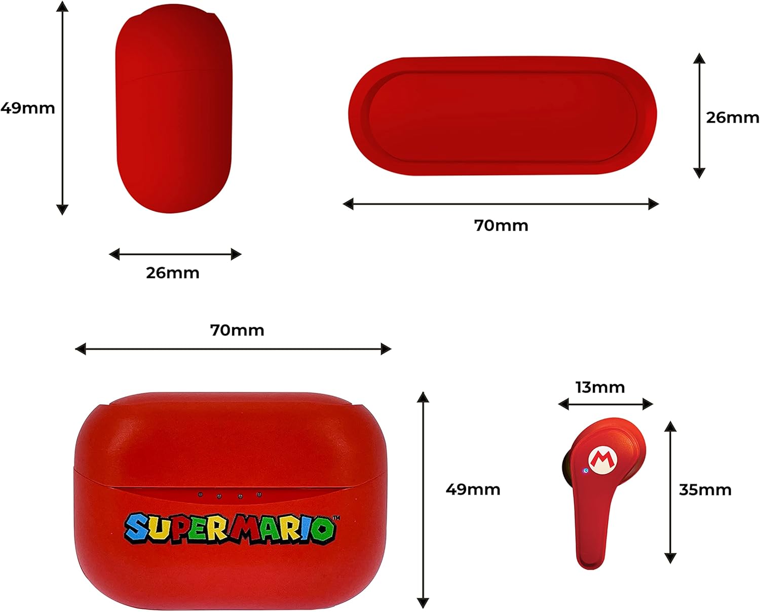 Écouteurs Bluetooth V5.0 Super Mario TWS pour enfant avec boîtier rouge – Image 6