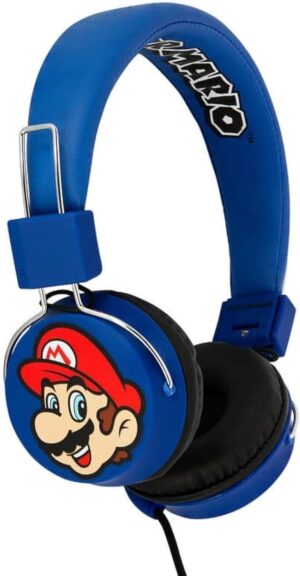 Casque audio enfant Super Mario & Luigi bleu, arceau rembourré et volume limité à 85 dB