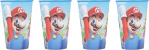 Gobelets enfant Super Mario en plastique sans BPA, lot de 4 - 260 ml