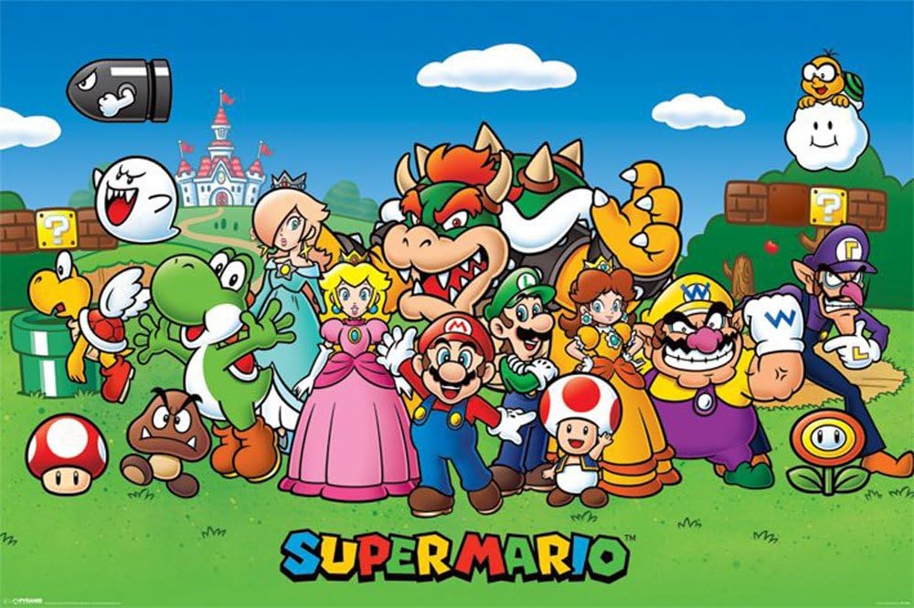 Poster Nintendo Super Mario, personnages colorés 91,5 x 61 cm