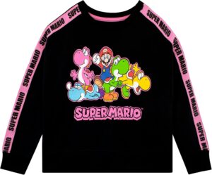 Sweat court noir Super Mario avec Mario pour fille