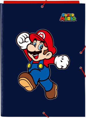 Classeur folio Super Mario World bleu marine à 3 rabats