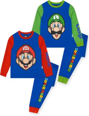 Lot de 2 pyjamas Super Mario avec Mario et Luigi pour garçon