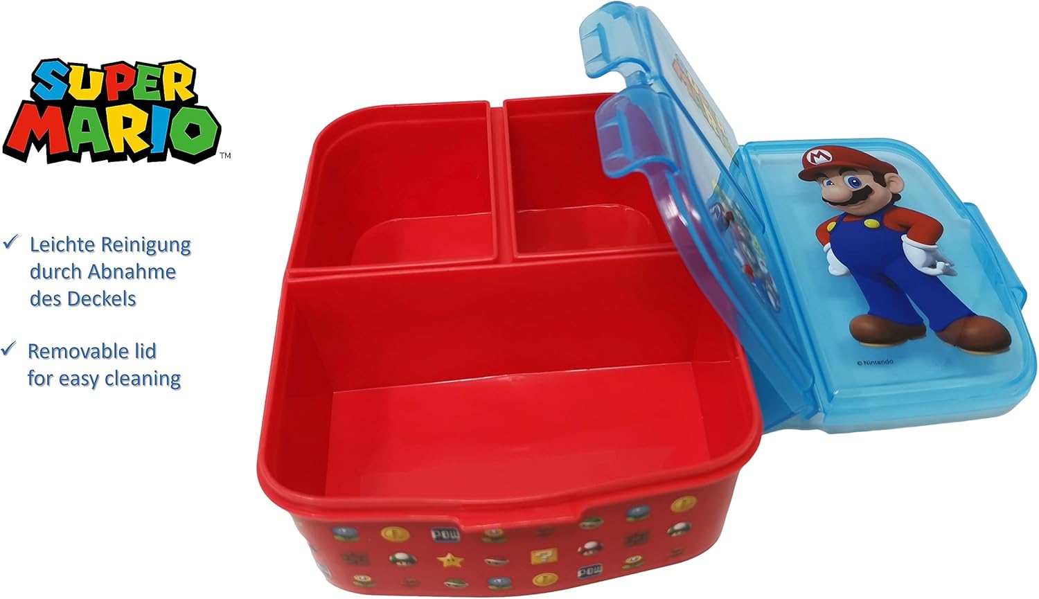 Boîte à goûter Super Mario pour enfant avec 3 compartiments – Image 6