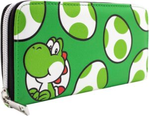 Portefeuille Mario Yoshi vert au schéma œufs de dinosaure