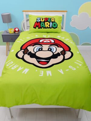 Parure de couette enfant Mario pour lit simple Super Mario Bros