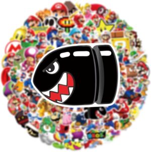 Autocollants Mario classiques imperméables, lot de 100