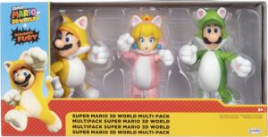 Lot de 3 figurines Cat 3D World Super Mario Nintendo 10 cm