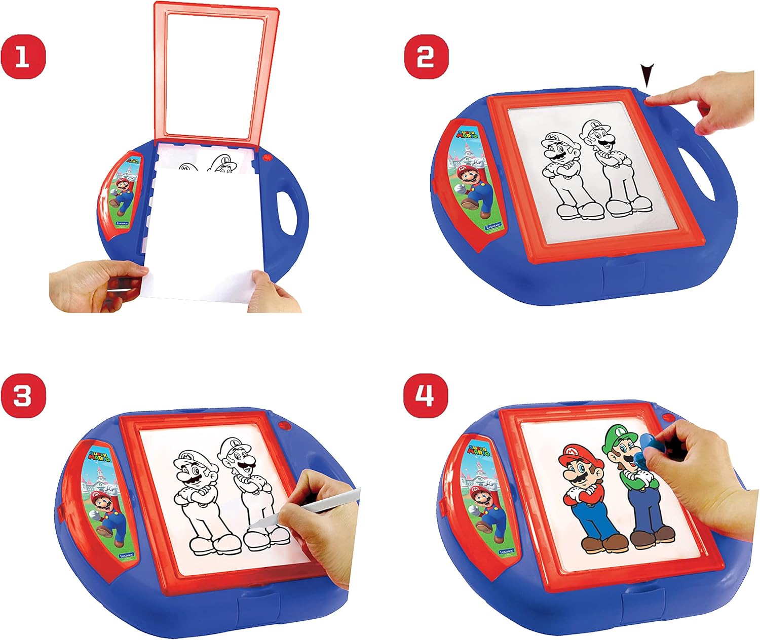Projecteur à dessins Super Mario Lexibook avec écran lumineux, 10 modèles et 4 tampons – Image 5