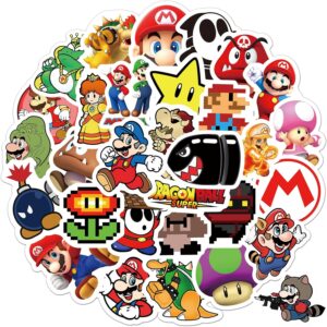 Autocollants Super Mario en vinyle imperméable, lot de 50