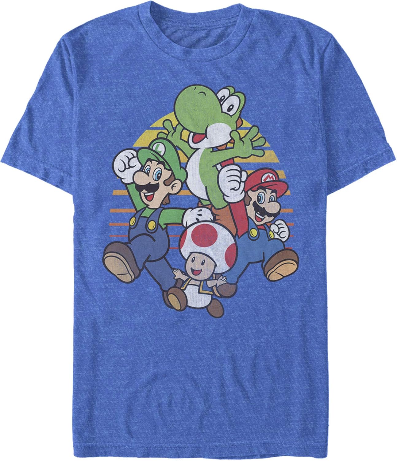 T-shirt Nintendo Mario and Friends rétro cercle bleu roi chiné