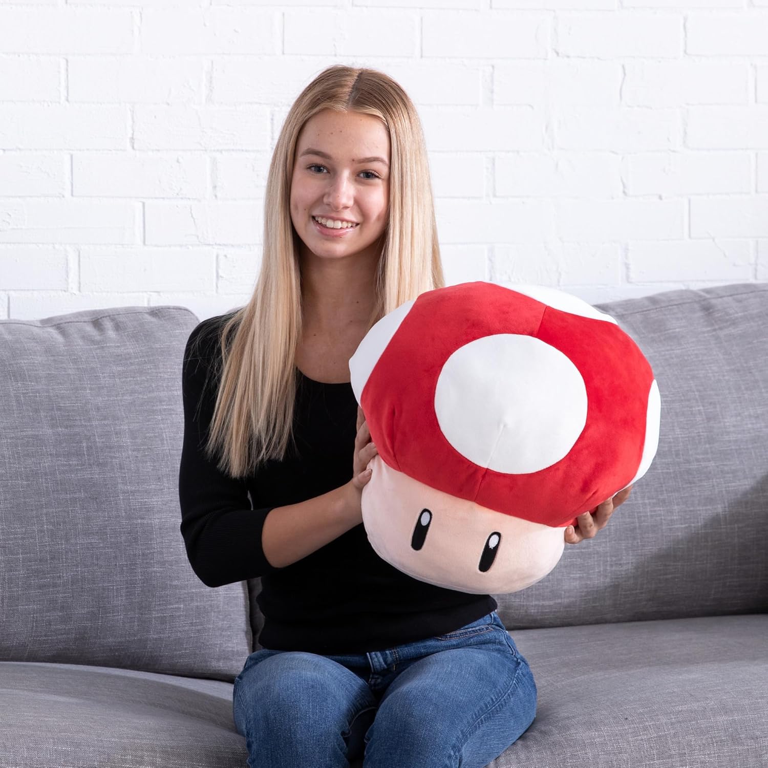 Peluche Méga 40 cm Champignon rouge Club Mocchi Mocchi Nintendo Super Mario TOMY – Image 7