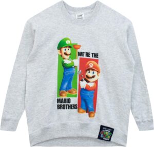 Sweat-shirt Super Mario gris avec Mario et Luigi pour garçons