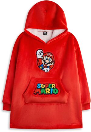 Sweat à capuche couverture rouge Super Mario Nintendo enfant, doublure sherpa
