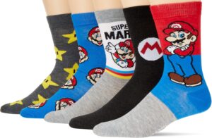 Chaussettes Mario homme lot de 5, gris et multicolore, taille 9-13