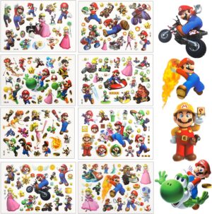 Super Mario, 8 feuilles de tatouages temporaires étanches