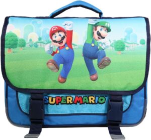 Cartable Bagtrotter Super Mario bleu, format 38 cm