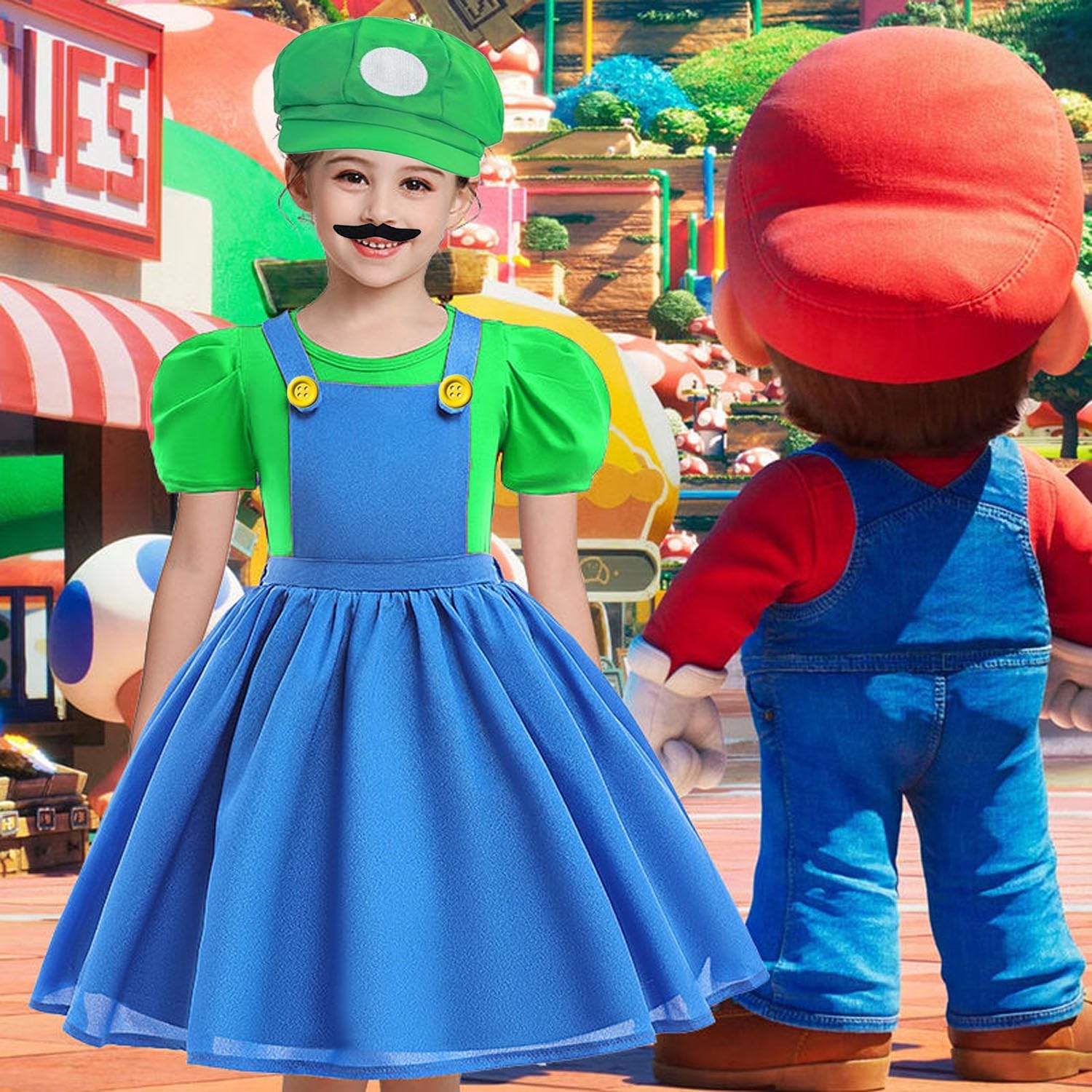 Déguisement Mario avec 2 casquettes et 14 moustaches pour carnaval et cosplay – Image 6
