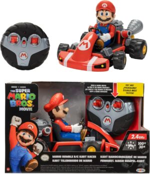 Voiture télécommandée Mario Kart avec figurine Mario, Super Mario Bros Movie