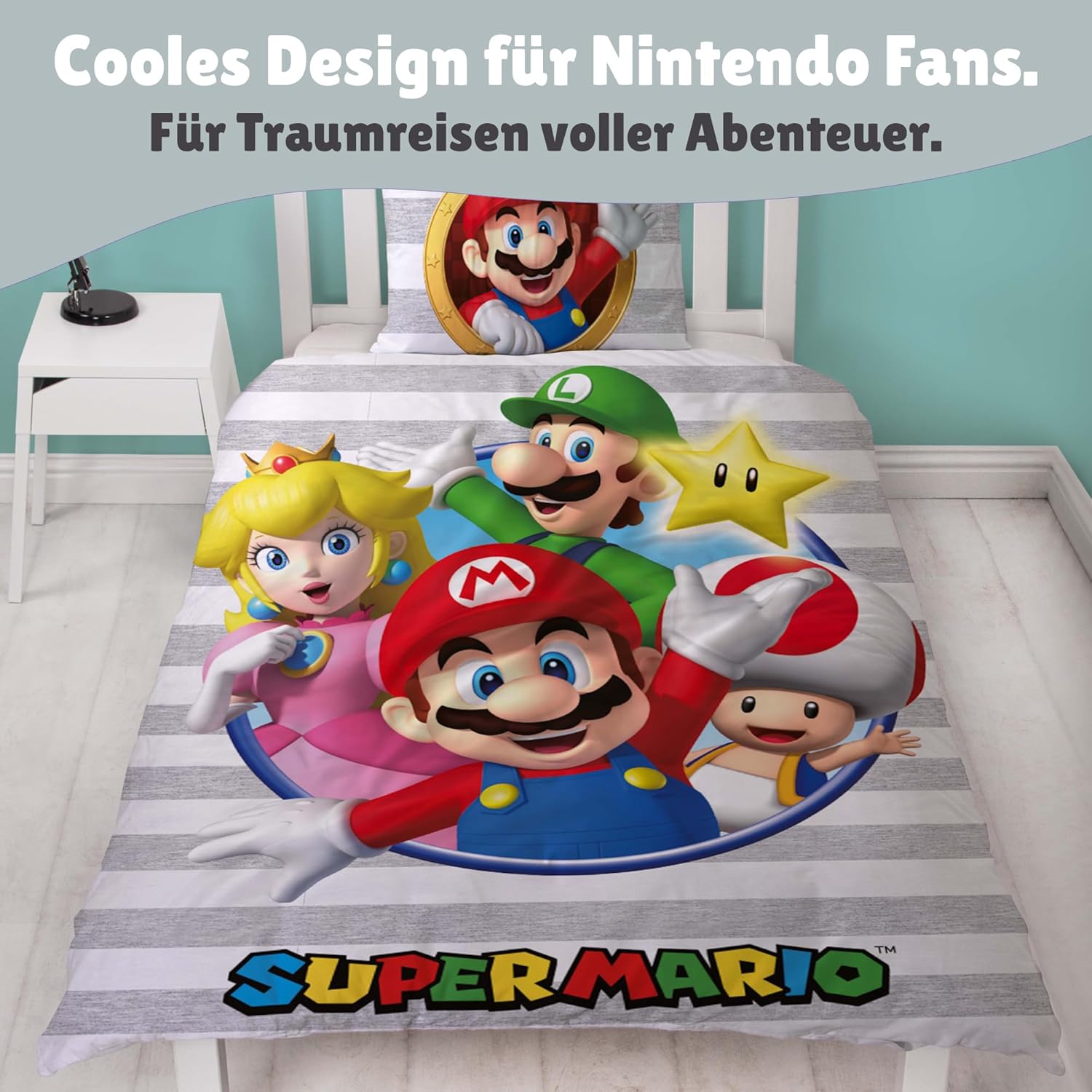 Parure de lit Super Mario Classic Luigi Yoshi réversible en 100 % coton – Image 4