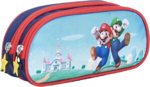 Trousse scolaire triple Super Mario multicolore à fermeture éclair