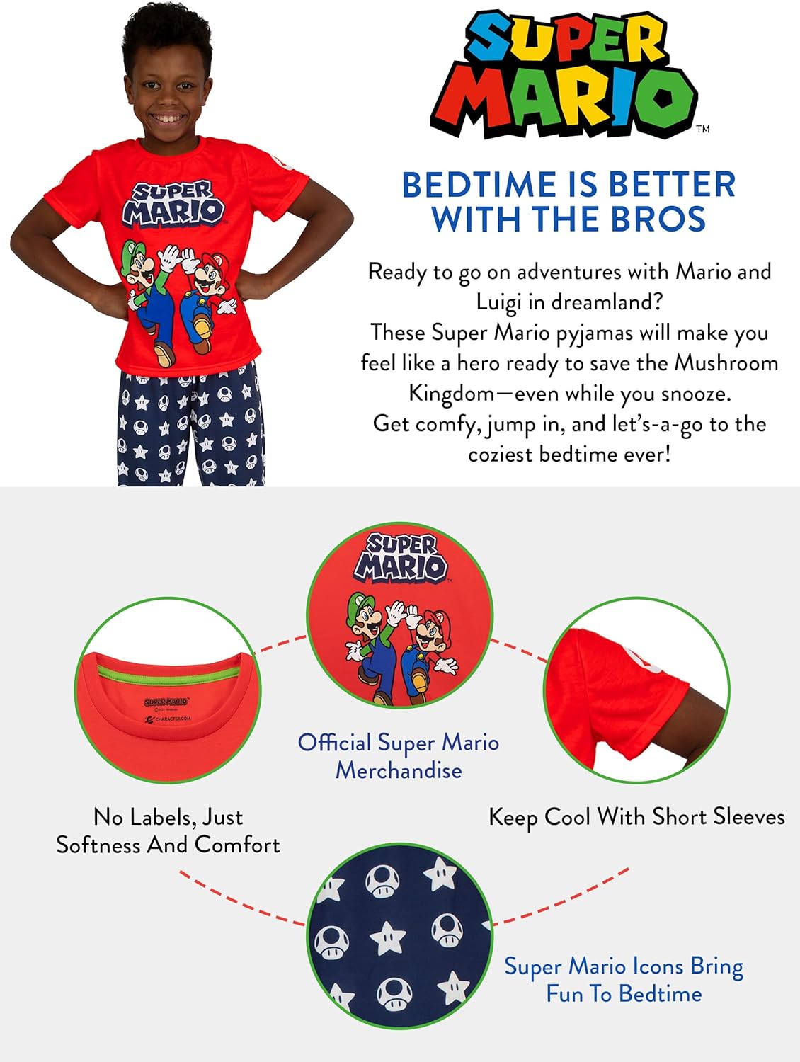 Pyjama garçon Super Mario avec Mario et Luigi – Image 4