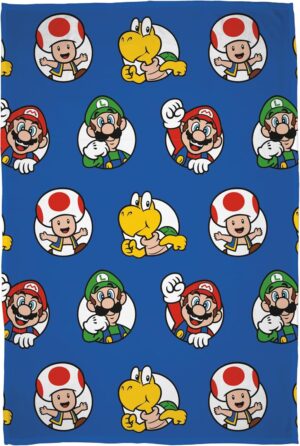 Couverture polaire Nintendo Super Mario à motif cercles