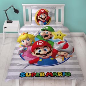 Parure de lit Super Mario Classic Luigi Yoshi réversible en 100 % coton