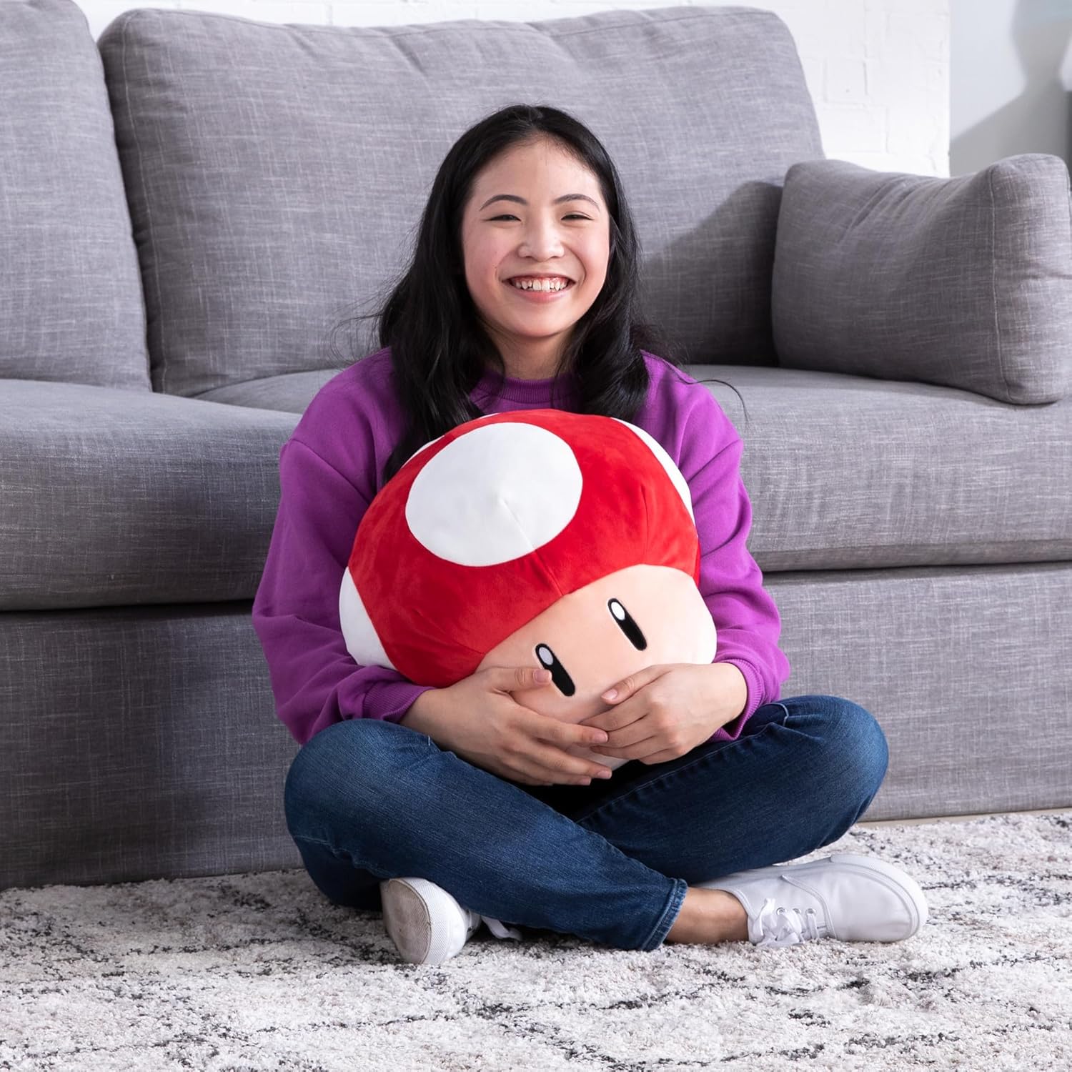 Peluche Méga 40 cm Champignon rouge Club Mocchi Mocchi Nintendo Super Mario TOMY – Image 5