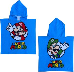 Poncho de bain enfant Super Mario et Luigi en microfibre 50 x 100 cm