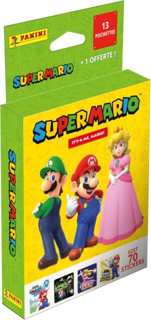 Blister Panini Super Mario avec Mario, 13 pochettes + 1 offerte