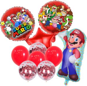 Kit de 10 ballons d’anniversaire Mario en aluminium et latex