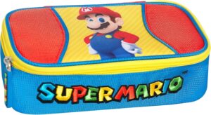 Trousse ovale Super Mario multicolore à fermeture à glissière 22 x 7,5 x 11
