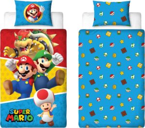 Parure de lit Simple Nintendo Super Mario réversible avec taie en Polycoton